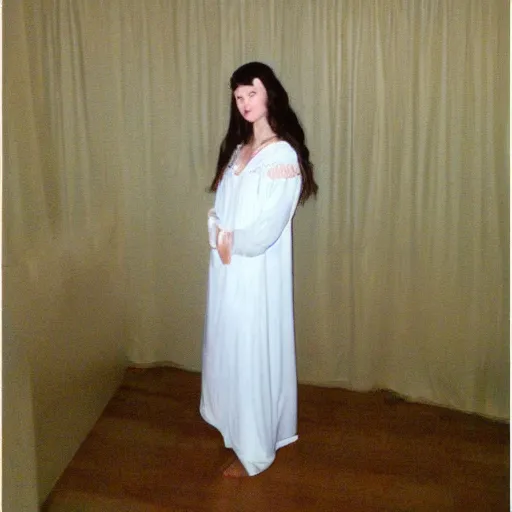 Prompt: Arwen standing in the moonlight in a night gown