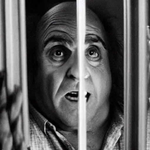 Image similar to Danny Devito as Jack, film still from the movie The Shining