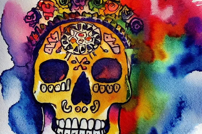 Image similar to aztec skull, watercolor!!!!!!!!!!!!!!!!!!!!!!!!!!!!!!!!!!!!!!!!!!!!