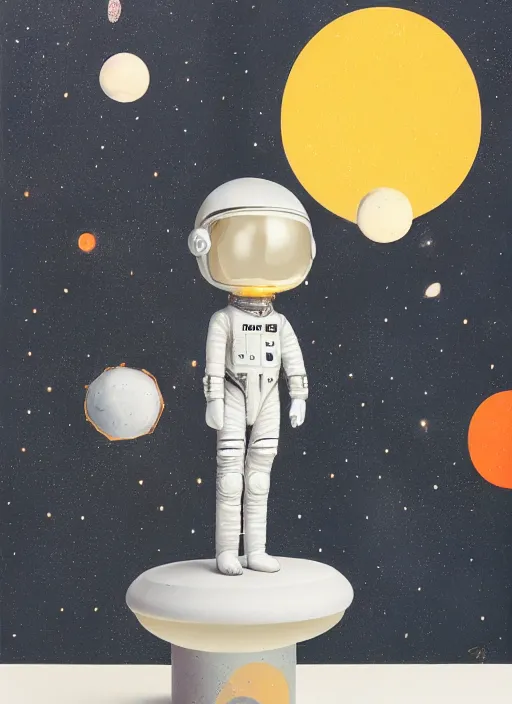 Image similar to studio photography, a surreal contemporary ceramic sculpture of an astronaut on a plinth, by victo ngai, by hikari shimoda, by tracie grimwood, plain black background