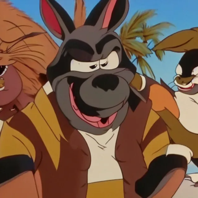 Prompt: A badass photo of the real big chungus in the movie looney tunes back in action (2003), hyper detailed, award winning photography, perfect faces, 50 mm