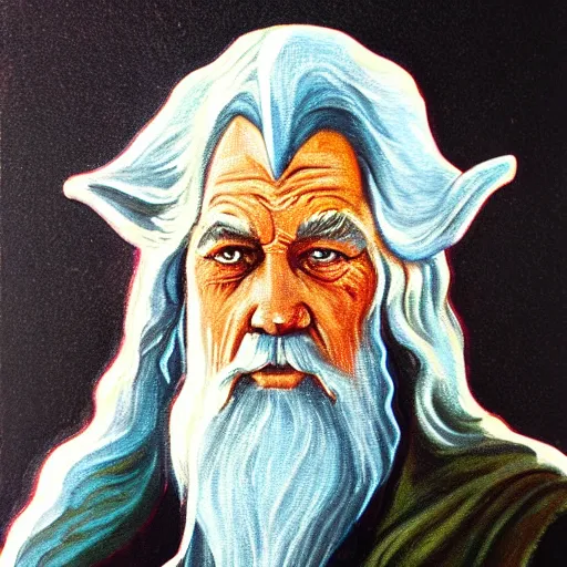 Image similar to gandalf as art deco, painting