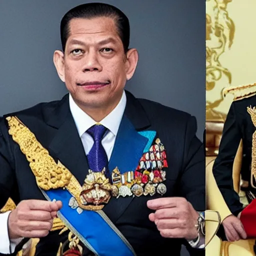 Image similar to King Vajiralongkorn as a Marvel villain