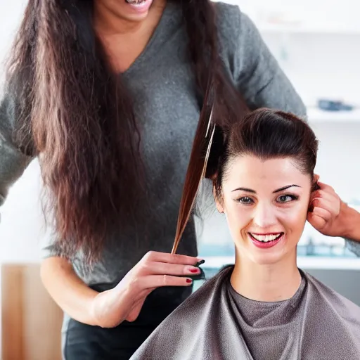 Prompt: woman getting a haircut