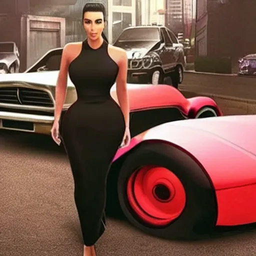 Image similar to kim kardashian as a car in the cars universe, beautiful