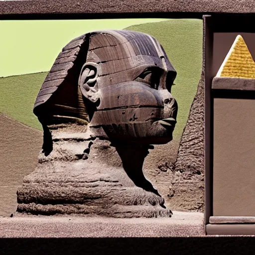 Prompt: the sphinx in a stopmotion set