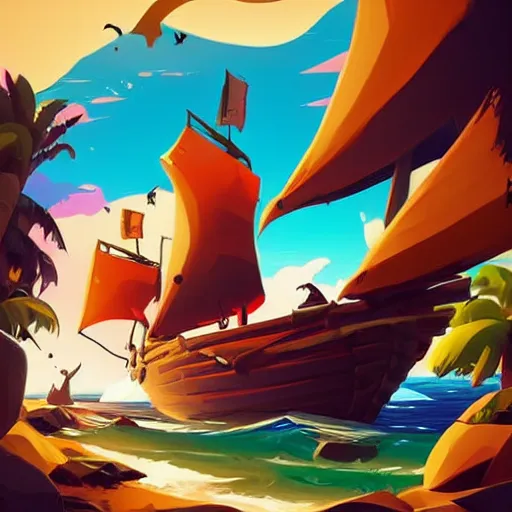 Image similar to painting treasure on sea of thieves game smooth median photoshop filter cutout vector, behance hd by jesper ejsing, by rhads, makoto shinkai and lois van baarle, ilya kuvshinov, rossdraws global illumination