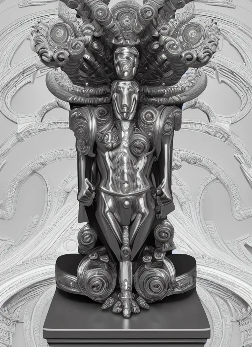 Image similar to stylized rainbow bismuth ornate statue full body made of marble of fabio, perfect symmetrical body, perfect symmetrical face, hyper realistic, hyper detailed, by johannen voss, by michelangelo, octane render, blender, 8 k, displayed in pure white studio room