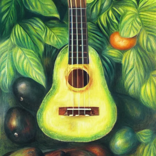 Image similar to avocado ukulele painted by renoir