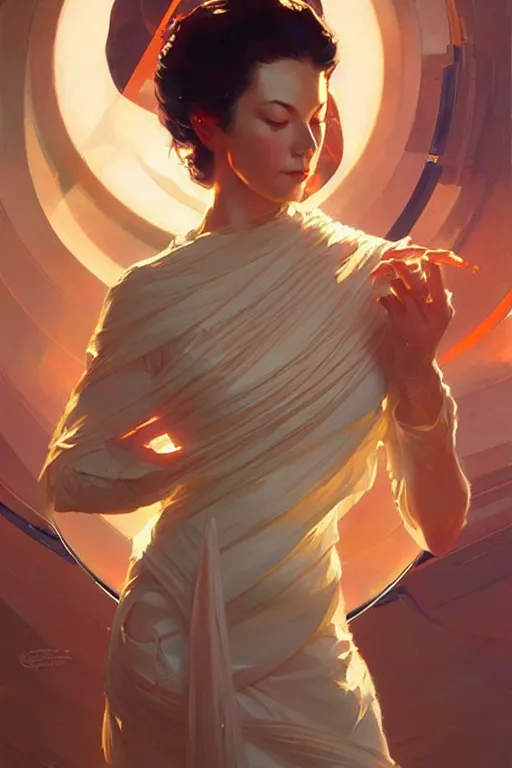 Image similar to space, buddhism, futurism, painting by greg rutkowski, j. c. leyendecker, artgerm