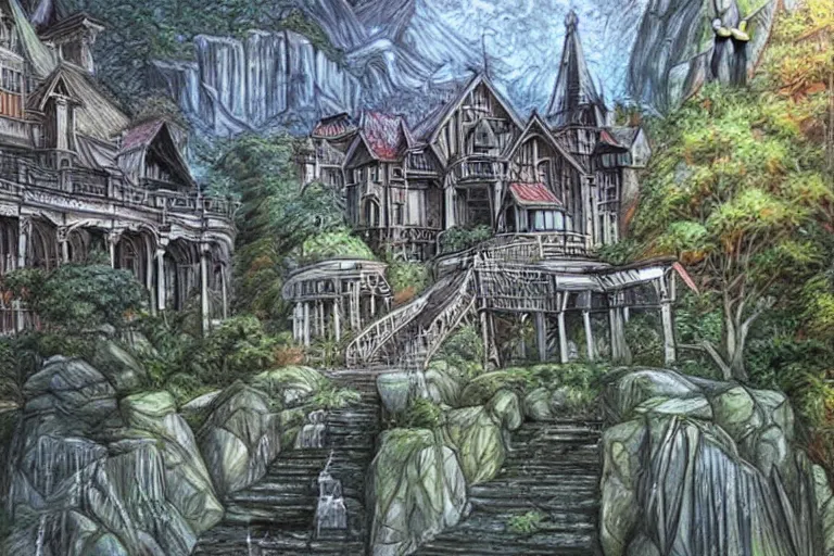 Image similar to the most horrifing and beautiful place on earth, drawn, painting, detailed