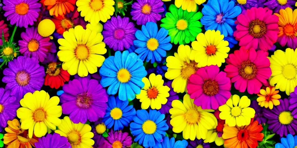 Prompt: color garden with smiley flowers, 4 k, high res, bold,