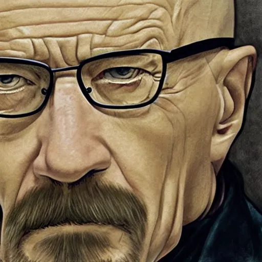 Prompt: Walter White in the Last Upper painting