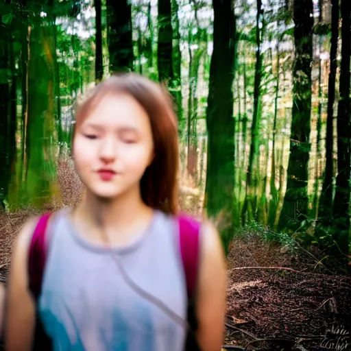 Prompt: , a girl poses for a photographer who is a robot, 5 0 mm lens, f 1. 4, sharp focus, ethereal, emotionally evoking, head in focus, volumetric lighting, blur dreamy outdoor,