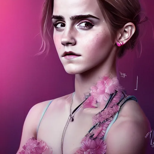 Prompt: Highly detailed portrait of Emma Watson as Blackpink. Medium shot, trend on artstation, WLOP, 4k, James Jean, Rossdraws, Yoshitaka Amano, digital art