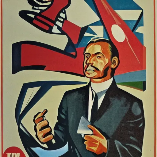 Image similar to soviet propaganda art of microsoft office