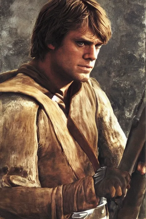 Image similar to candid portrait of henry cavill as luke skywalker by andrew wyeth