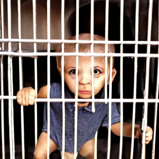 Image similar to a tiny man trapped in a cage in need of help