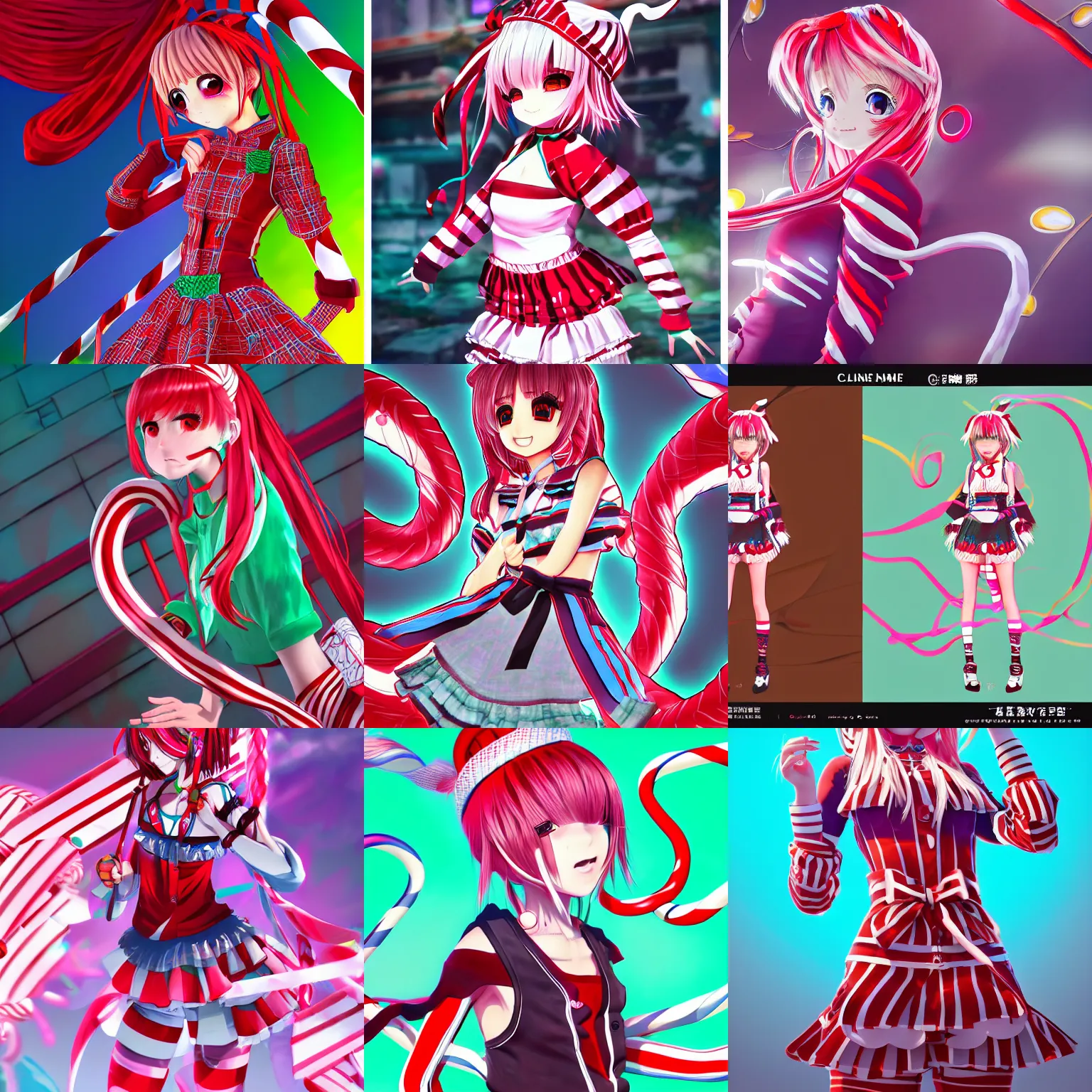 Prompt: a cranky anime girl named claire who caught covid and dresses like a candy cane, intricate linework, bright colors, final fantasy, behance contest winner, vanitas, angular, altermodern, unreal engine 5 highly rendered, global illumination, radiant light, detailed and intricate environment