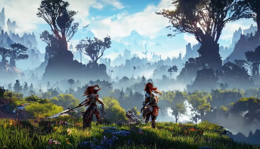 Image similar to beautiful landscape photography in the style of horizon zero dawn, amazing view, afternoon