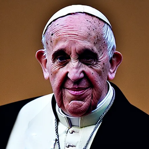 Prompt: pope with face tattoos wearing gold chain, hip hop album art,