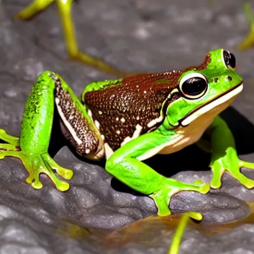 Image similar to screaming frog splits a lava lake