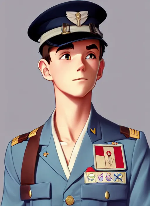 Image similar to cute navy cadet phil foden, natural lighting, path traced, highly detailed, high quality, digital painting, by don bluth and ross tran and studio ghibli and alphonse mucha, artgerm