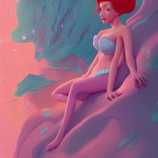 Image similar to princess ariel, hyper - detailed matte digital painting, concept art, fantastically pastel colors, by jesper elsing and lois van baarle and ilya kuvshinov and ian spriggs, cinematic lighting, studio quality, octane render, smooth render, trending on artstation hq