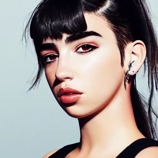 Image similar to dua lipa, anime, fine details, realistic shaded lighting, perfect face,