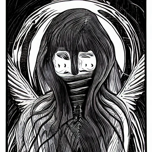 Prompt: synthetic eldritch entity in the style of junji ito, horrific biblically accurate angel, eldritch angel