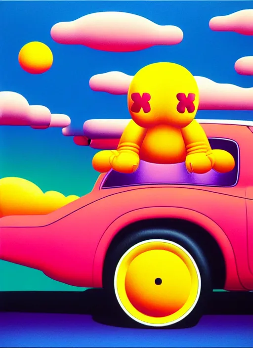 Prompt: inflated car by shusei nagaoka, kaws, david rudnick, airbrush on canvas, pastell colours, cell shaded, 8 k