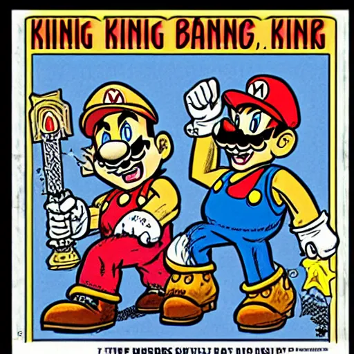 Prompt: King Bowser and Mario, drawn by Robert Crumb.