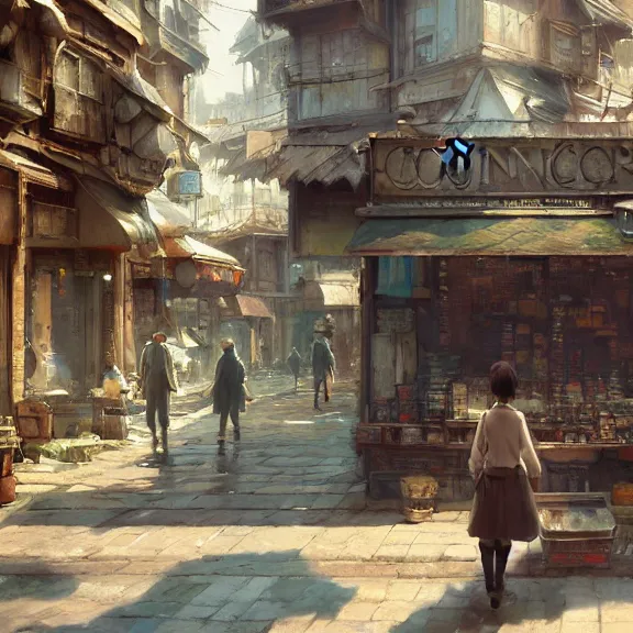 Image similar to coin shop, painting by craig mullins, octane rendering, soft morning lighting, wide angle lens, in the style of hayao miyazaki, trending on artstation,