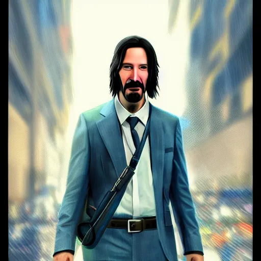 Image similar to keanu reeves dressed as mario , digital art , hyperdetailed , trending on artstation , matte painting , CGSociety , pinterest