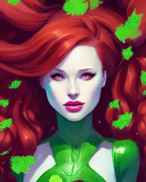 Image similar to portrait of Madelaine Petsch as Poison Ivy, art by lois van baarle and loish and ross tran and rossdraws and sam yang and samdoesarts and artgerm, middle shot, digital art, highly detailed, intricate, sharp focus, Trending on Artstation HQ, deviantart, unreal engine 5, 4K UHD image