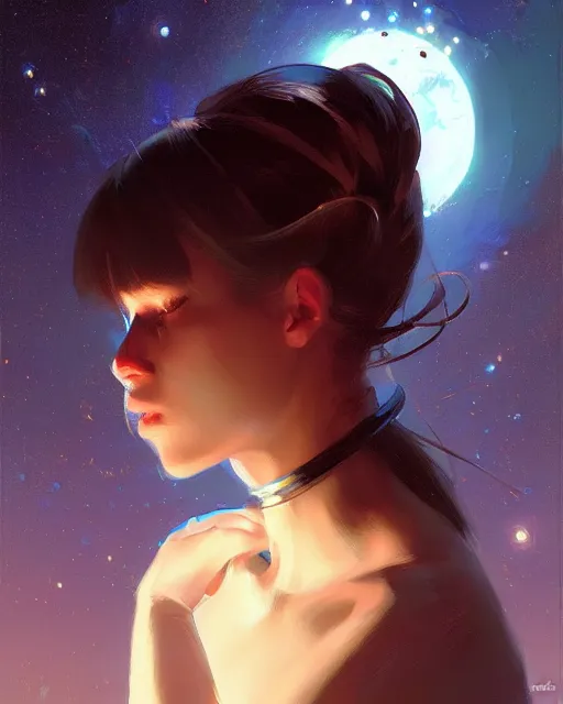 Image similar to a potrait of a space fanstasy cat, fine details. night setting. realistic shaded lighting poster by ilya kuvshinov katsuhiro, artgerm, jeremy lipkin and michael garmash, unreal engine, radiant light, detailed and intricate environment, digital art, trending on art station