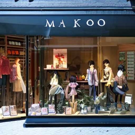 Image similar to makoto shinkai store window from fantasy world