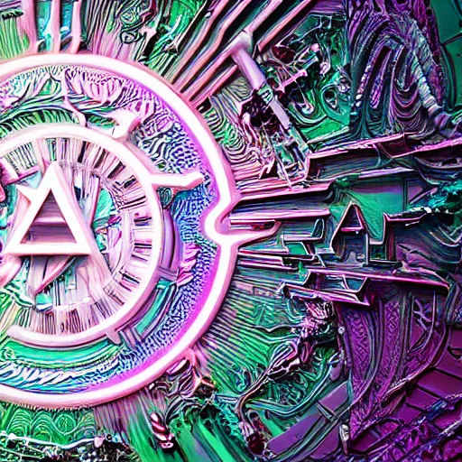 Image similar to a and w vaporwave logo, digital art, cosmic, 3 d high definition, trending on art station, photorealistic, high resolution, 8 k, octane, hyper detailed, insane details, intricate, elite, ornate, elegant trend, highly detailed and intricate, sharp focus, photography, unreal engine