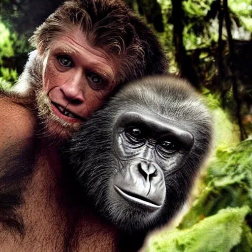 Image similar to stunning award winning hyperrealistic hdr 8 k highly detailed photo of garry busey fighting an ape