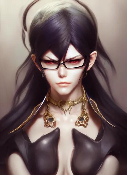 Image similar to bayonetta, highly detailed, artgerm, cushart krenz, zeronis, trending on artstation, soft light, sharp edges, illustration, character design, concept art