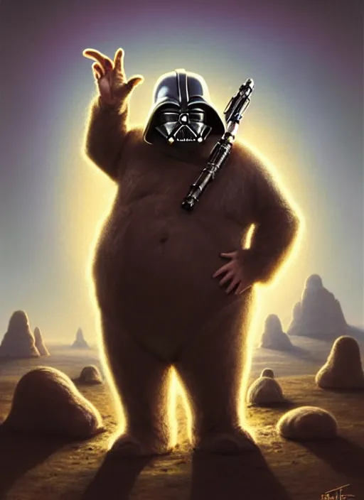 Image similar to hyper realistic, star wars, zoomed out portrait of a mega derpy john candy as big chungus, with bunny ears, stoned, by greg rutkowski, scott m fischer, artgerm, loish, slight glow, atmospheric, anne stokes, alexandros pyromallis