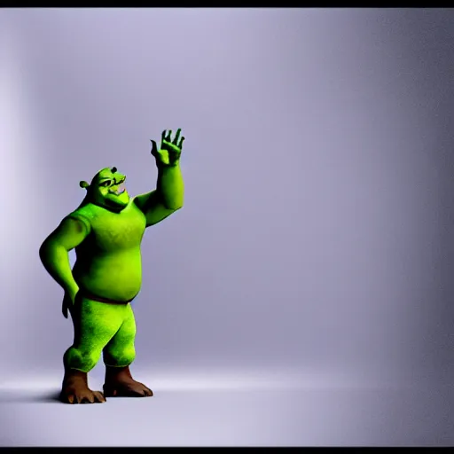 Image similar to shrek as the villain in horror movie, still, photorealism, mist, fog, award wnning lighting photograph