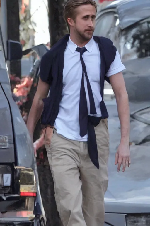 Prompt: ryan gosling dressed as shinji ikari