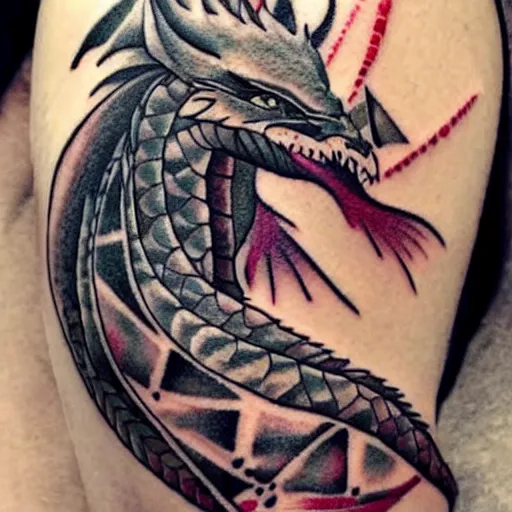 Prompt: dragon with the girl tattoo