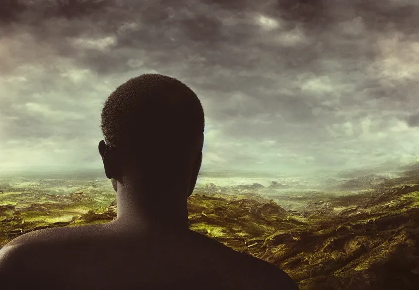 Image similar to “king, looking over his civilization from the top of the hill, digital art, award winning, 4k”