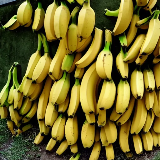 Image similar to bananas. bananas everywhere. they are falling everywhere. the ground is bananas.