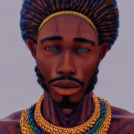 Prompt: east african man, with twists for hair, extremely detailed, intricate, 4 k