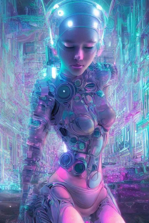 Image similar to the most amazing dream you ever had about beautiful woman transhumanism artificial intelligence singularity, hyper realistic, concept art, intricate, hyper detailed, smooth, jim lee, high contrast, neon, volumetric lighting, octane, raytrace, moebius, snowcrash