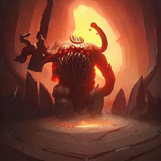 Prompt: ornn the molten god of forge in the frejlord by greg rutkowski