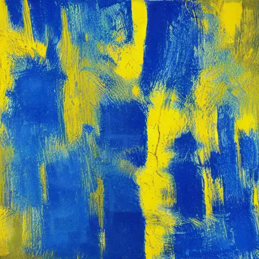 Image similar to a beautiful abstract blue and yellow impasto textured painting by gerhard richter, texture